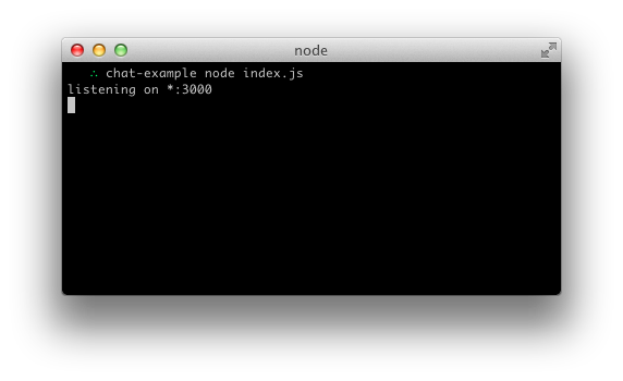 A console saying that the server has started listening on port 3000